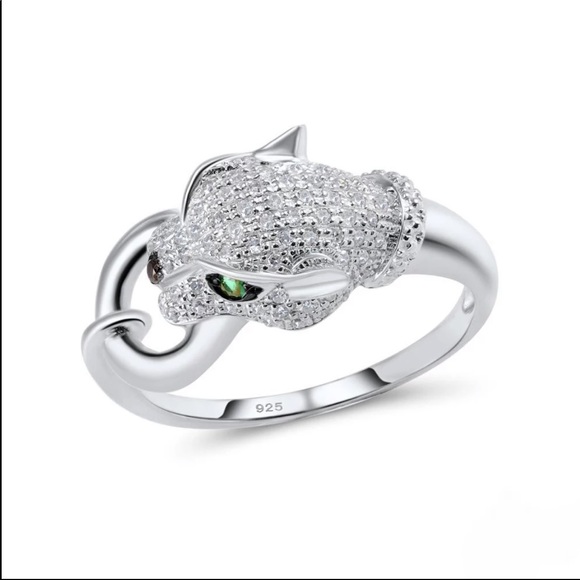 New Unisex 925 Silver Leopard 🐆 Diamond Ring 💍 - Picture 3 of 5